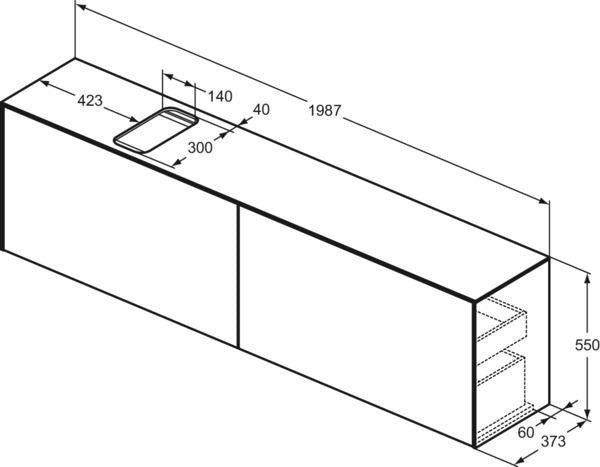Ideal Standard Conca Waschtischunterschrank 1987 mm, 2 Auszüge, Push-Open, Weiß