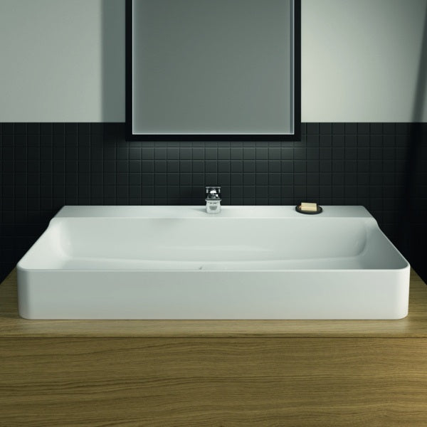 Ideal Standard Conca Aufsatzwaschtisch 1000x450 mm, 1 Hahnloch, ohne Überlauf, Weiß