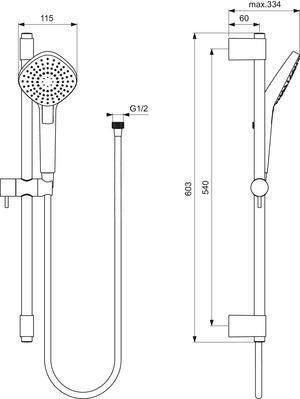 Ideal Standard Idealrain Evo Brausekombination mit 3-Funktionshandbrause Diamond, Chrom