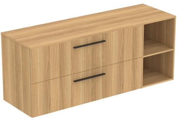 Ideal Standard i.life B Möbel-Set 160 cm mit 2 Auszügen und 2 offenen Fächern in Schwarz Weiß Matt