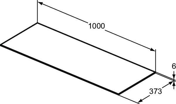 Ideal Standard Waschtischplatte Conca aus Keramik 1002x373x6 mm in Marmor Noir Desir