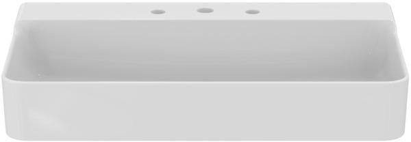 Ideal Standard Conca Aufsatzwaschtisch 800x450x145 mm, 3 Hahnlöcher, ohne Überlauf, Weiß