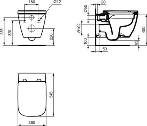 Ideal Standard i.life B WC-Paket randlos mit SoftClosing WC-Sitz 360x545x380 mm Weiß