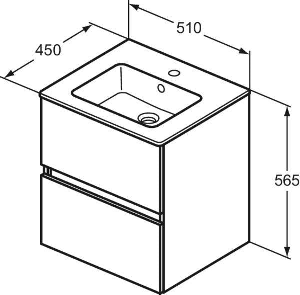 Ideal Standard Eurovit+ Möbelpaket mit Waschtisch 51 cm, Unterschrank 50 cm und 2 Auszügen in Grau