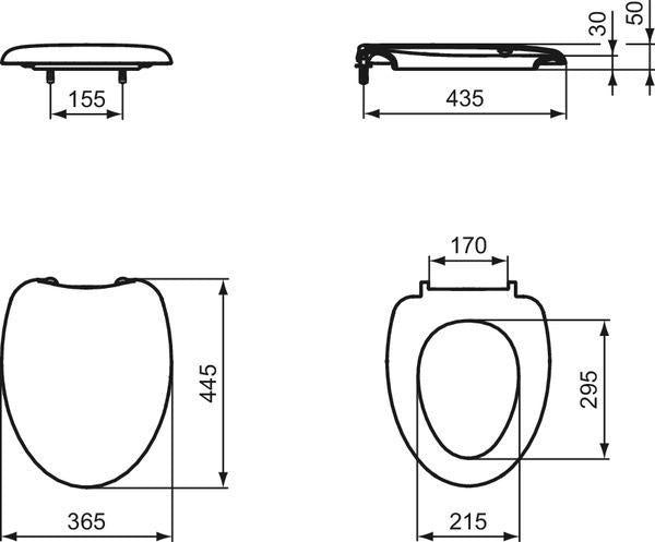 WC-Sitz Escape Weiß von Ideal Standard – Duroplast mit Deckel, verchromte Scharniere