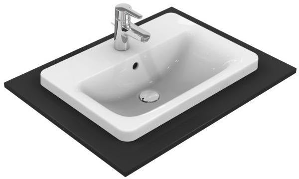 Ideal Standard Connect Einbauwaschtisch 580x420mm Weiß mit Ideal Plus | 1 Hahnloch