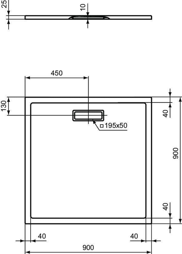 Ideal Standard Ultra Flat New Quadrat-Brausewanne 900x900x25 mm Weiß – bodenebener Einbau