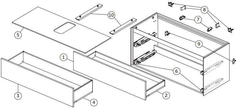 IDEAL STANDARD Waschtischunterschrank Conca, 1202 mm, 2 Auszüge, Eiche geflammt, Push-Open