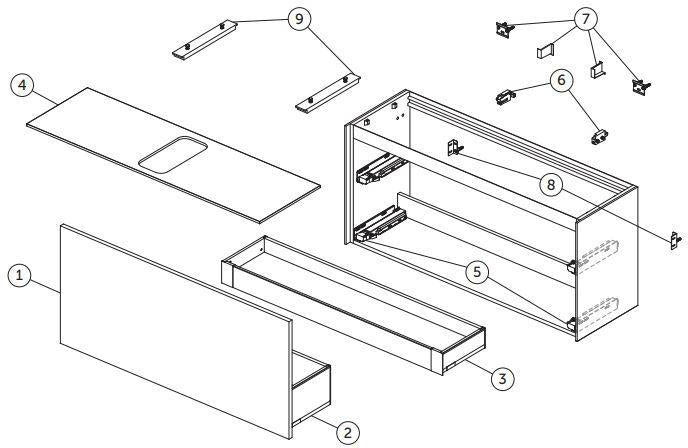 Ideal Standard Conca WT-Unterschrank 1200 mm, 1 Auszug, Eiche geflammt, Push-Open, wandhängend