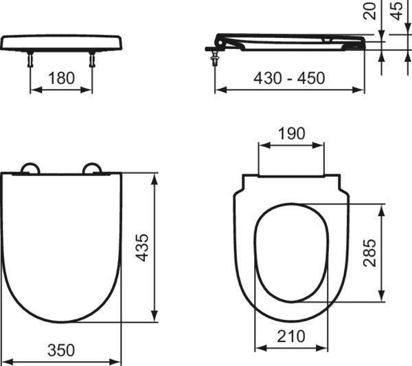 Ideal Standard i.life O WC-Sitz Wrapover 350x435x45mm Weiß – Duroplast, abnehmbar