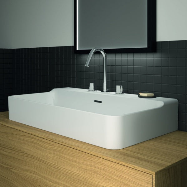 Ideal Standard Conca Aufsatzwaschtisch 800x450x165 mm, 3 Hahnlöcher, mit Überlauf, Weiß