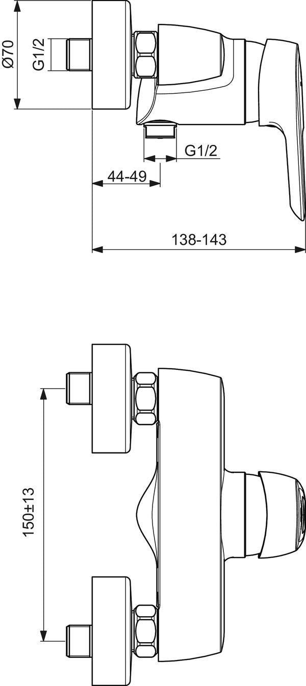 IDEAL STANDARD Brausearmatur Ceramix AP, Chrom – Aufputz-Wandmontage mit keramischer Kartusche