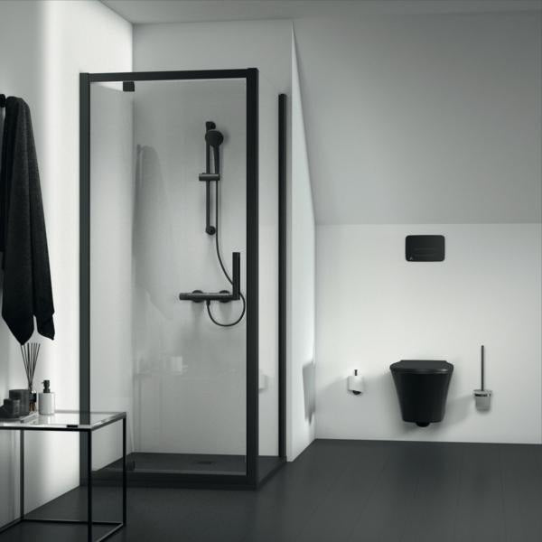 Ideal Standard IOM Bürstengarnitur aus Glas wandhängend in Chrom – mattglasierter Einsatz, verdeckte Befestigung