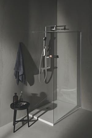 IDEAL STANDARD Duschsystem Ceraflow Alu+ mit Brausearm, 2 Ablagen, 2-Funktions-Handbrause und Kopfbrause Rose