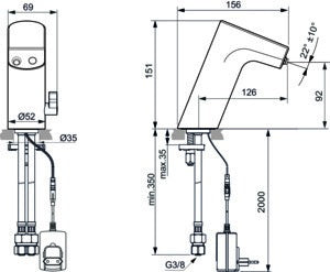 Ideal Standard Intelliflow Sensor-Waschtischarmatur 126 mm Chrom – Netzbetrieb, Infrarot, 1-löchig