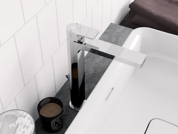 Ideal Standard Edge Waschtischarmatur mit Push-Open-Ablauf, 165 mm Ausladung, Chrom