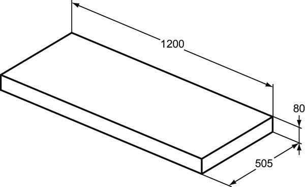 Ideal Standard Conca Konsole 1600x505x80 mm Weiß – Rechteckige Waschtischplatte
