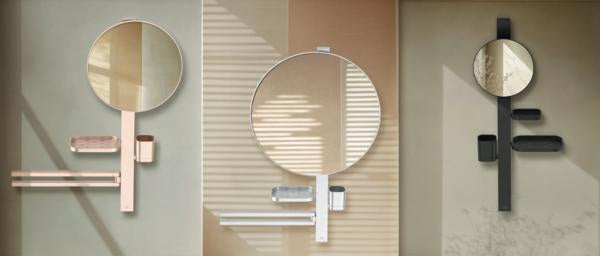 Ideal Standard Alu+ Accessoires-Kombi M700 mit Kosmetikspiegel 328 mm in Rosé – Beauty Bar