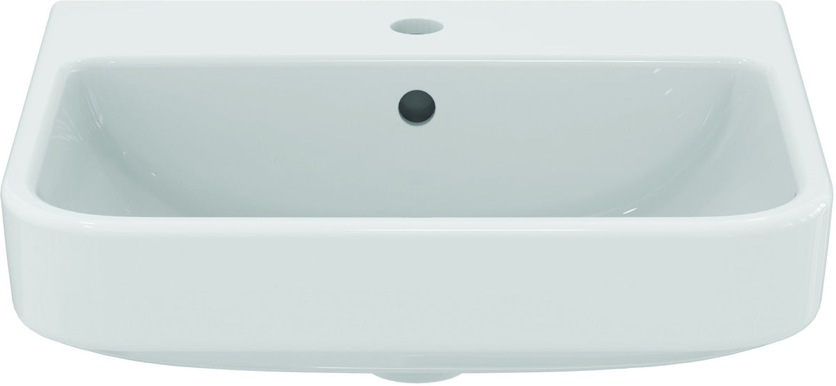 Ideal Standard i.life B Waschtisch 500x440mm Weiß mit IdealPlus Beschichtung – 1 Hahnloch, Überlauf, hängend