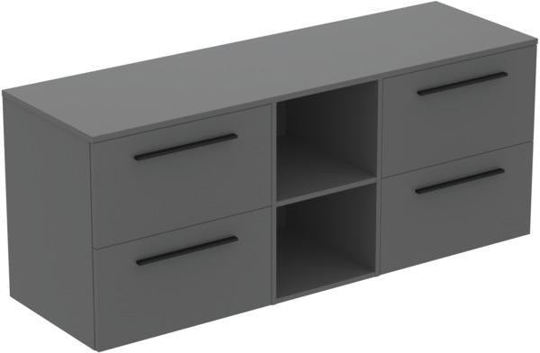Ideal Standard i.life B Möbel-Set 160 cm – 4 Auszüge, 2 offene Fächer, Gr. Schwarz Weiß matt