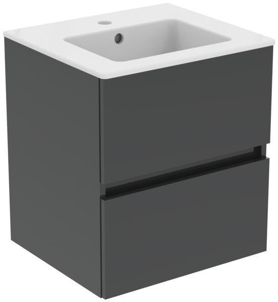 Ideal Standard Eurovit+ Möbelpaket mit Waschtisch 51 cm, Unterschrank 50 cm und 2 Auszügen in Grau