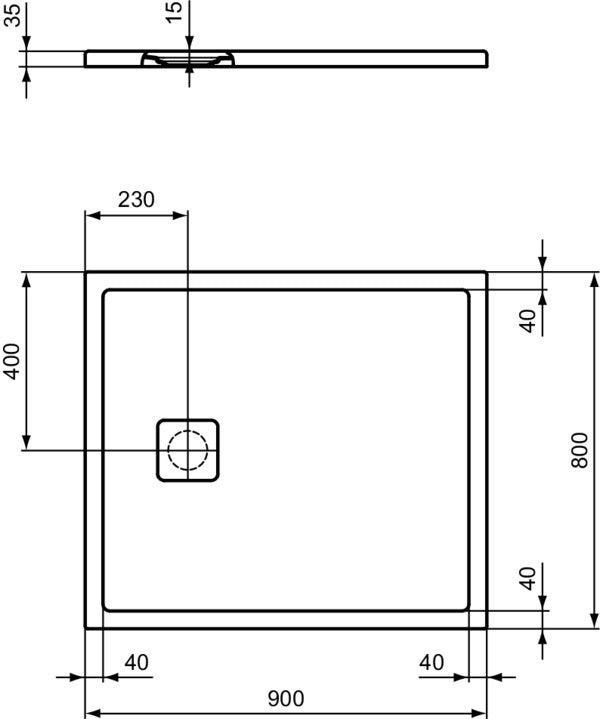 Ideal Standard Ultra Flat Evo Rechteck-Brausewanne 900x800x35 mm Grau Matt
