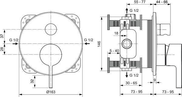 IDEAL STANDARD Joy Badearmatur Unterputz Bausatz 2 Brushed Gold DIN EN 1717