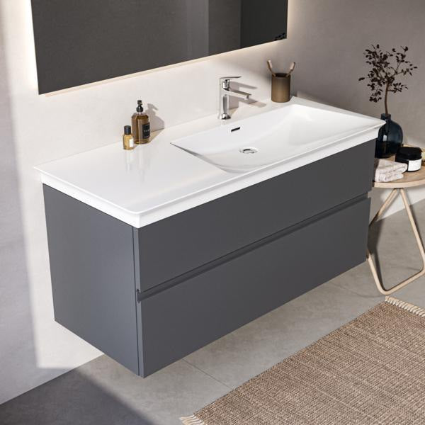 Ideal Standard Möbelwaschtisch La Dolce Vita 1260 mm, 1 Hahnloch, Überlauf, Ablage links, Weiß