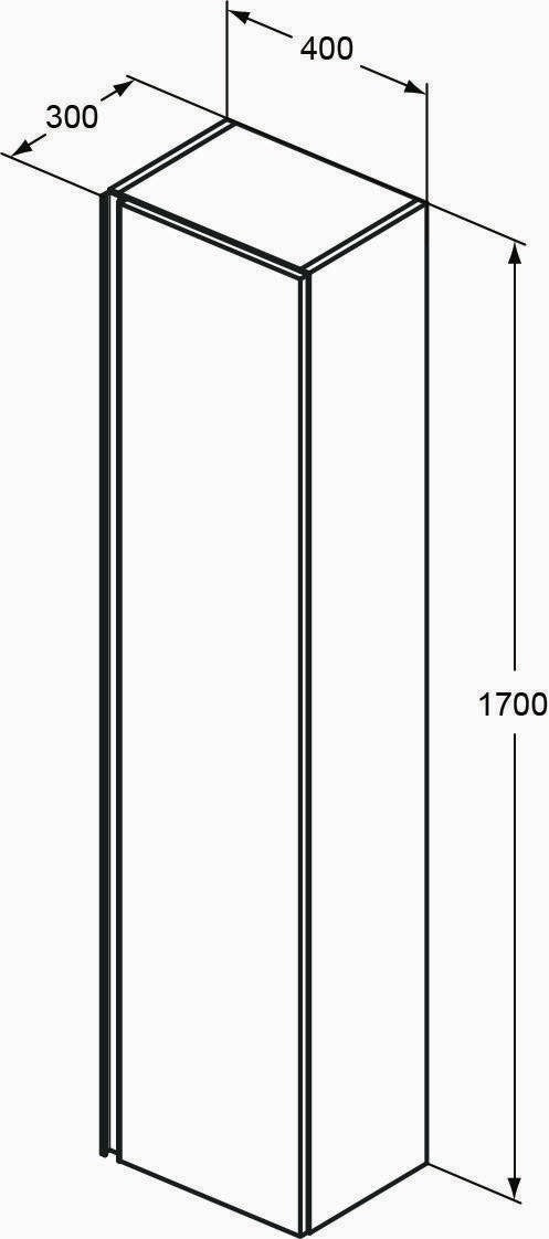 IDEAL STANDARD Hochschrank Connect E, 1 Tür, 400x300x1700 mm, Walnuss Dunkel, wandhängend, Softclose