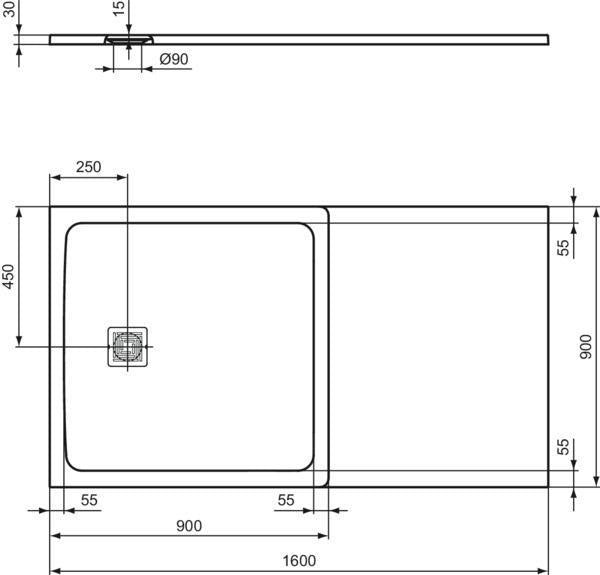 IDEAL STANDARD Brausewanne Ultra Flat S + Sonderzuschnitt 70x140-220 – Individuelle Größe, flache Bauform
