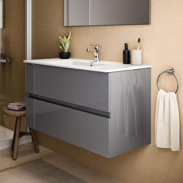 Ideal Standard MWT-Unterschrank Eurovit+ 1000mm, 2 Auszüge, grau lackiert, wandhängend, Softclose