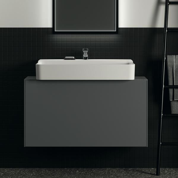 Ideal Standard Waschtischplatte Conca aus Keramik 1002x373x6 mm in Marmor Noir Desir