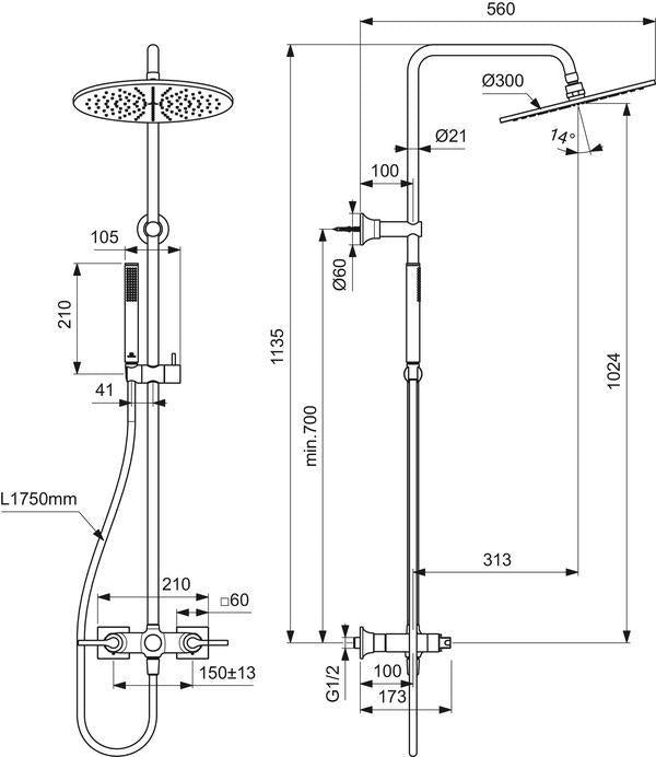 Ideal Standard Duschsystem Joy Neo mit Brausearmatur und Hebelgriffen in Chrom