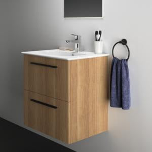 Ideal Standard i.life A Waschtisch-Set 60 cm mit Unterschrank, weiß matt, schwarzer Griff