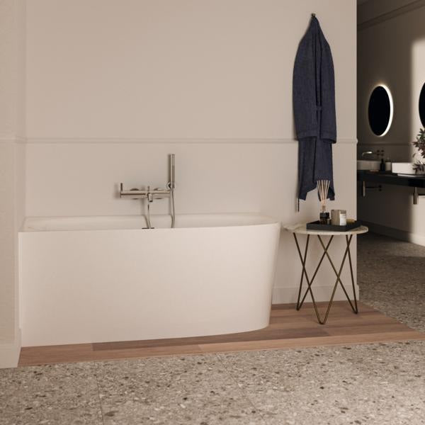 Ideal Standard D-Form-Badewanne Dea 1500x750x610 mm Weiß für Wandanbindung links mit Ablauf
