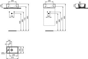 Ideal Standard i.life S Handwaschbecken 370x210x120mm, 1 Hahnloch links, ohne Überlauf, Weiß