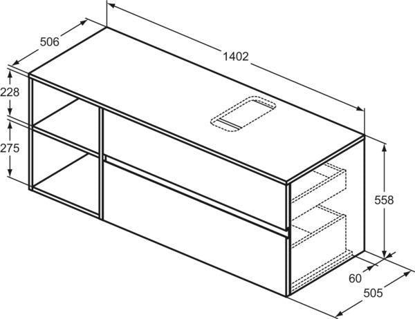 Ideal Standard WTUnterschrank Finesse 1402mm 2 Auszüge Greige matt