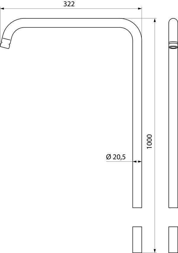 IDEAL STANDARD Wasserführende Brausestange d:21mm 1000mm – Chrom