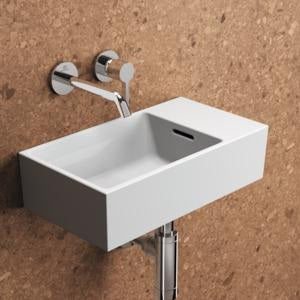 Ideal Standard Handwaschbecken Extra 450x250x150mm Weiß, ohne Hahnloch, mit Überlauf, Ablage rechts