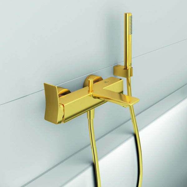 Ideal Standard Idealrain Atelier Stabhandbrause Brushed Gold, 1-Funktion, Antikalk