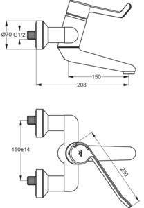 IDEAL STANDARD Ceraplus Sicherheitsarmatur Waschtisch, Einhandhebelmischer, 150 mm, Chrom