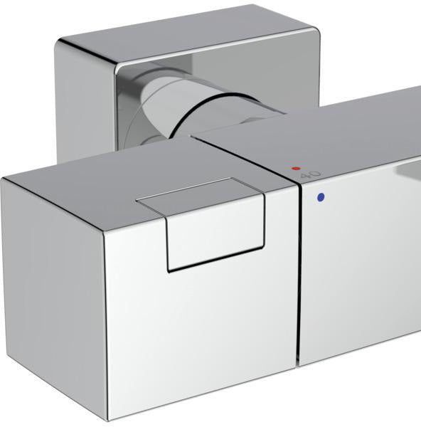 Ideal Standard Badethermostat AP Ceratherm C100 Square Chrom – Thermostatische Aufputz-Armatur mit Keramik-Oberteil
