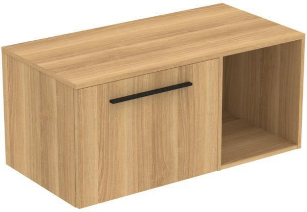 Ideal Standard i.life B Möbel-Set 100 cm – Waschtischunterschrank mit 1 Auszug & offenem Fach, Gr. Schwarz Weiß Matt