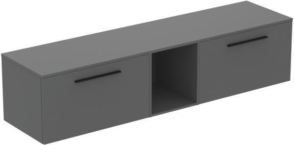 Ideal Standard i.life B Möbel-Set 200 cm – 2 Auszüge, 1 offenes Fach, Gr. Schwarz/Weiß matt