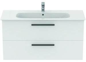 Ideal Standard i.life A Waschtischset 1240 mm mit Unterschrank und schwarzem Griff, Weiß Matt