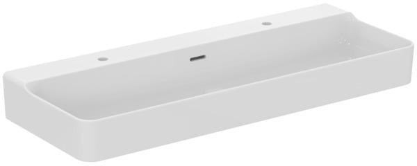 IDEAL STANDARD Conca Doppelwaschtisch 1200 mm, weiß, geschliffen, mit Überlauf