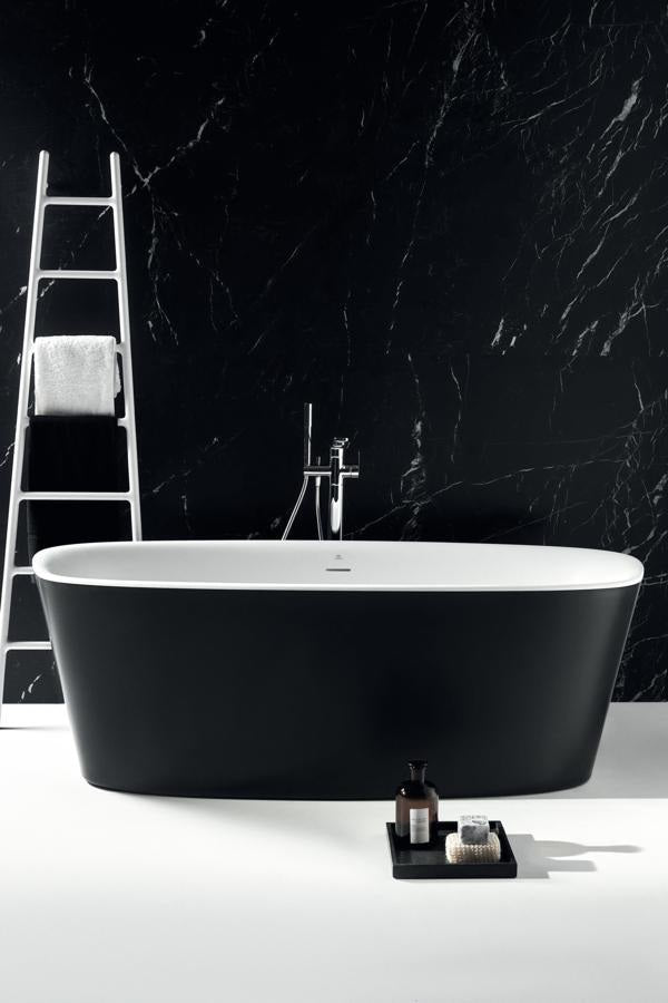 IDEAL STANDARD Duo-Badewanne DEA freistehend 170x75x47/61cm Schwarz Matt mit Ablauf