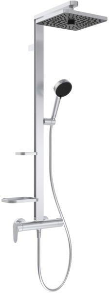 Ideal Standard Ceraflow Alu+ Duschsystem mit Brausearmatur, 2 Ablagen und 2-Funktions-Handbrause in Silver