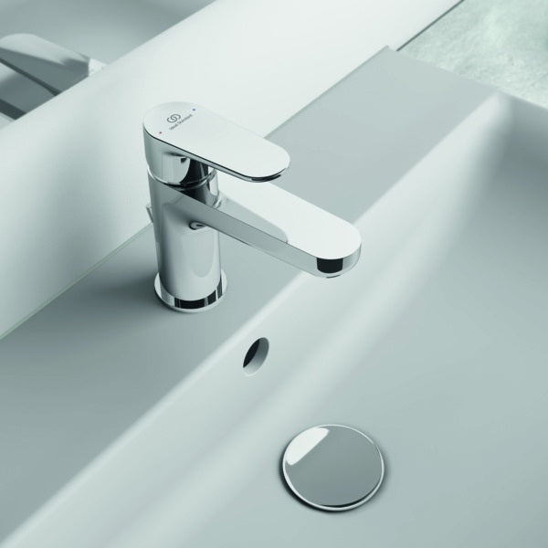 Ideal Standard Cerafine O Waschtischarmatur Chrom 114 mm mit Ablaufgarnitur und Heißwasser-Sparfunktion