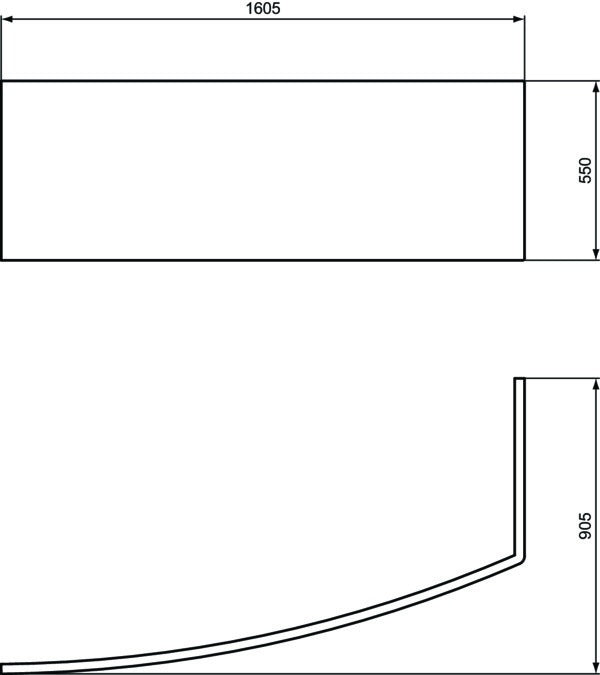 Ideal Standard i.life Frontschürze für Dusch-Badewanne 160 cm Weiß, 4 mm Sanitär-Acryl